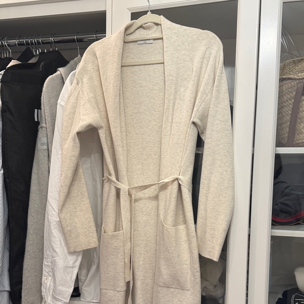 Babaton Light Cream Knit Cardigan (Midi Length)